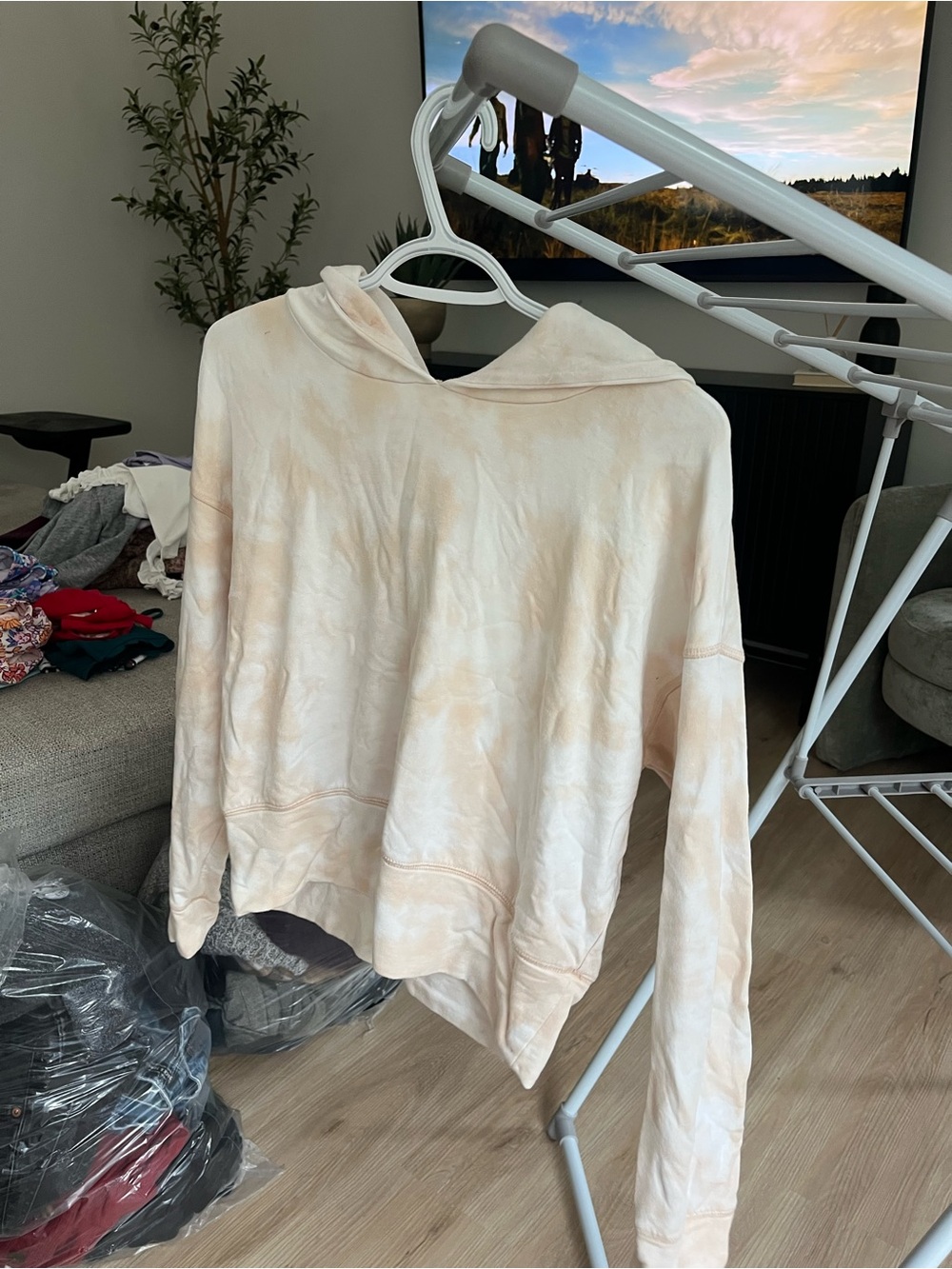 aerie Cream Peach Tie-Dye Hoodie